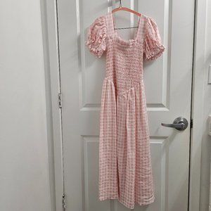 Sleeper Belle linen dress in pink Vichy size S
